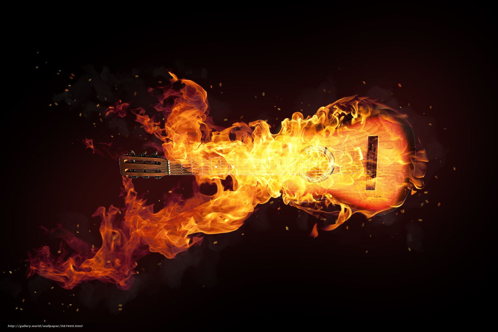 Chitarra tra fuoco e acqua, 1200x675 HD, Laptop