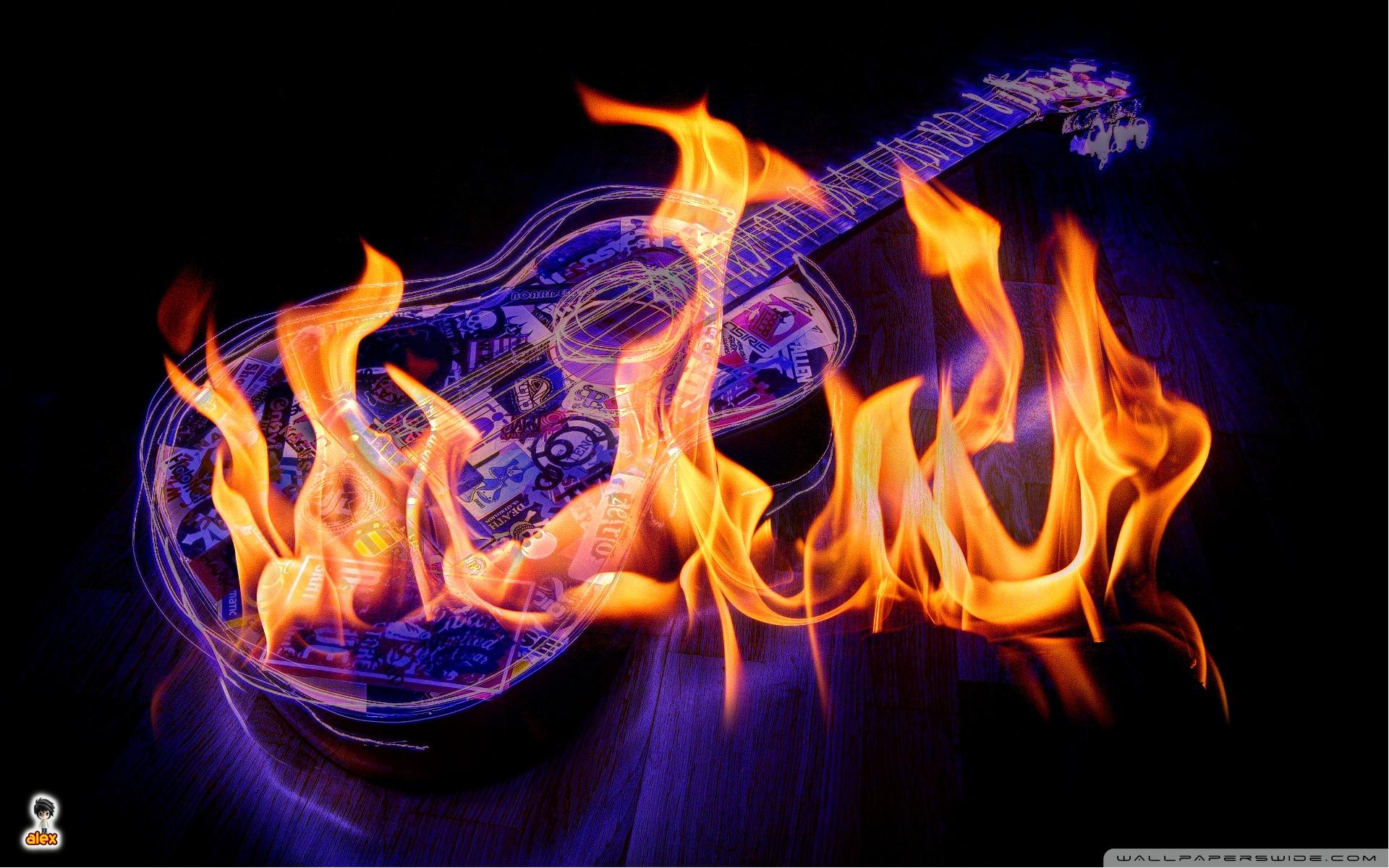 Chitarra elettrica in fiamme, 1440x900 720p, MacBook Air
