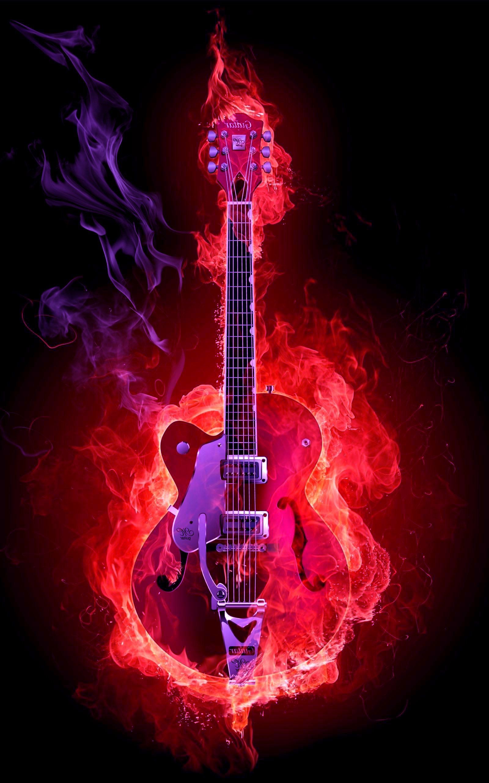Chitarra avvolta dalle fiamme, 2560x1600 2K, Laptop