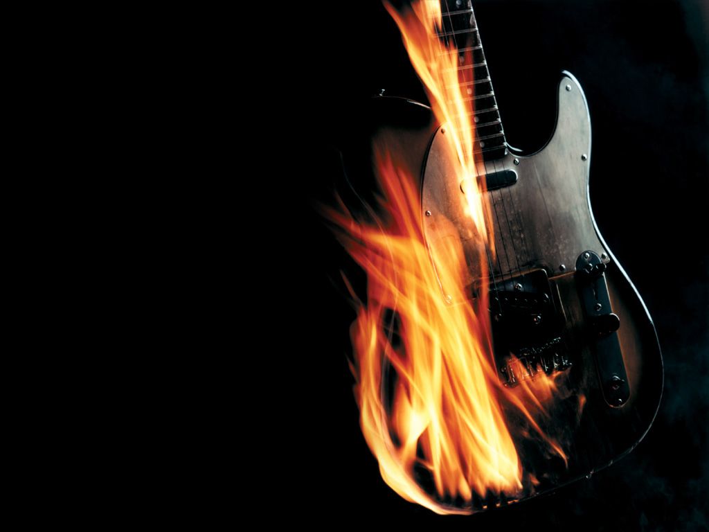 Teschio con chitarra in fiamme, 1440x900 720p, PC