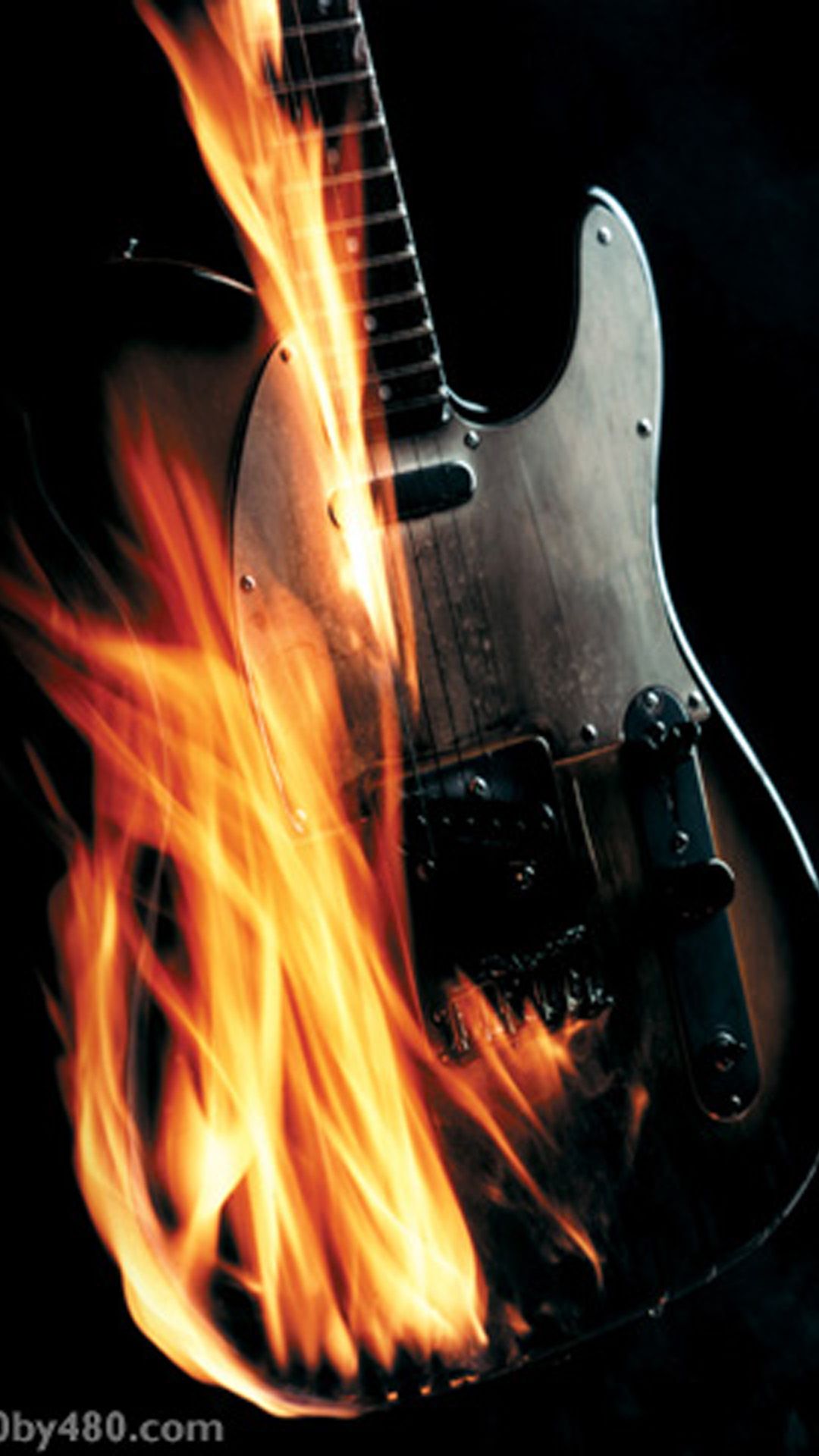 Chitarra nera fiamme rosse, 1920x1080 Full HD 1080p, Laptop