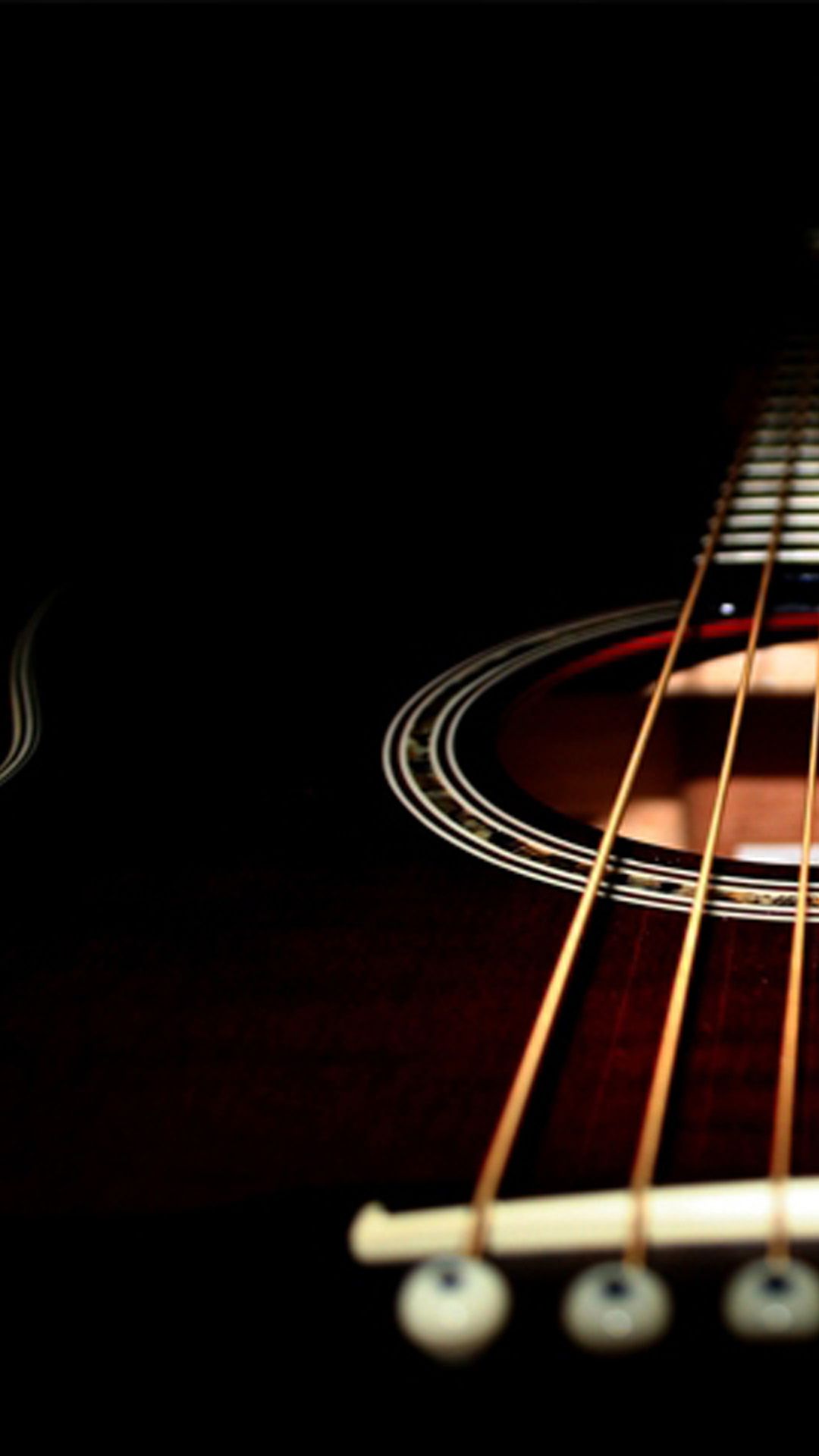 Chitarra acustica corde primo piano, 1080x1920 Full HD Verticale, iPhone Plus