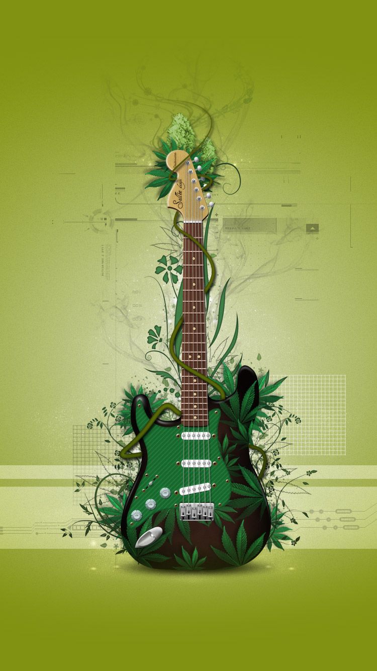 Chitarra elettrica verde floreale, 750x1334 Full HD Verticale, iPhone Plus