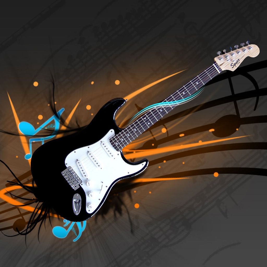 Chitarra elettrica nera astratta, 1024x1024 HD, Desktop