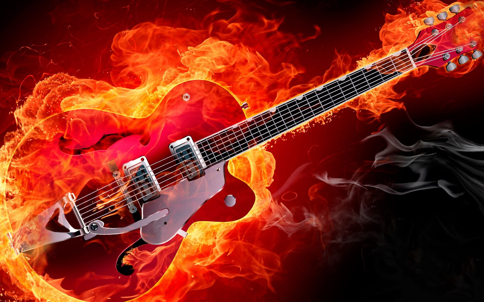 Chitarra elettrica avvolta fiamme, 1600x1000 900p, Laptop