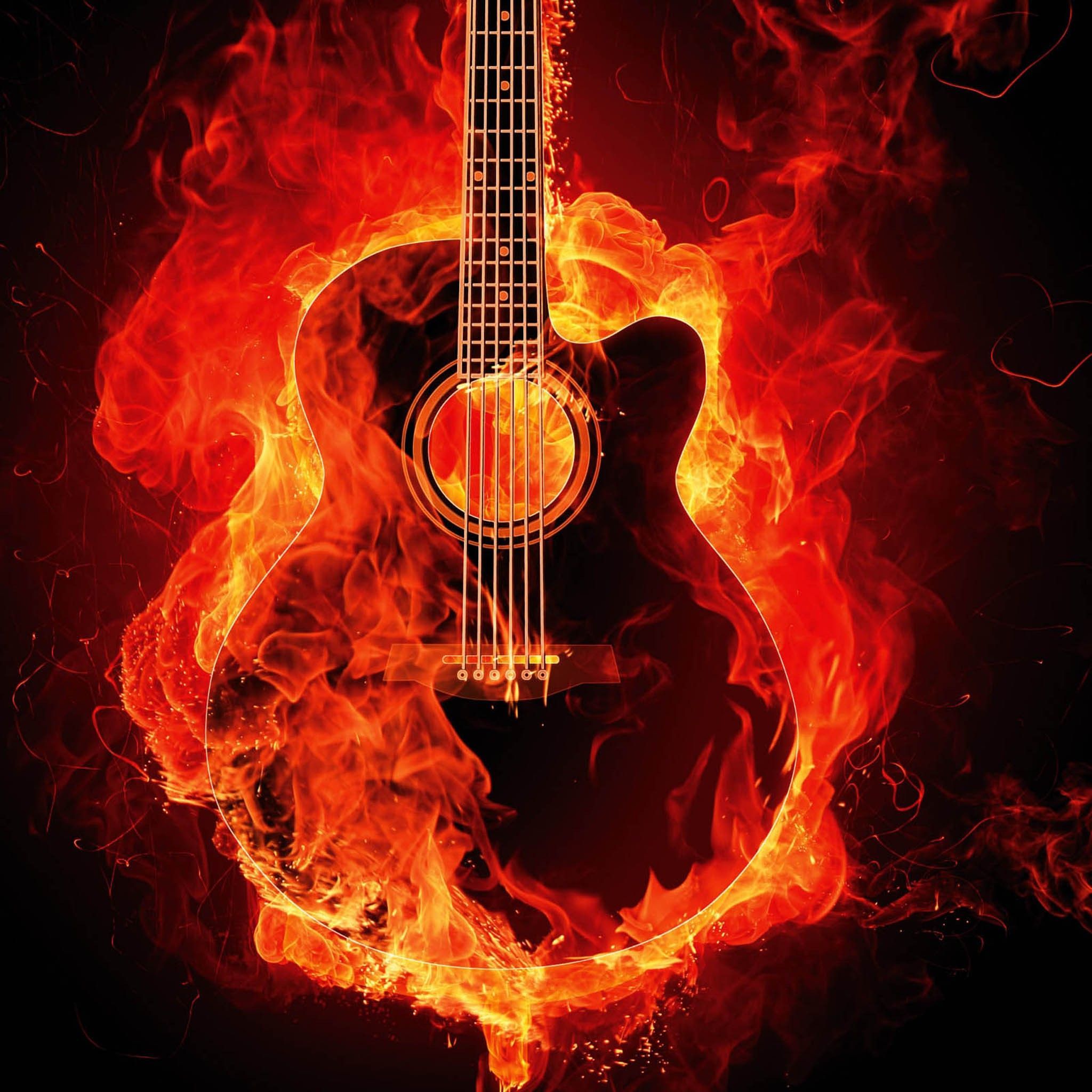 Chitarra in fiamme, 2048x2048 alta risoluzione, iMac