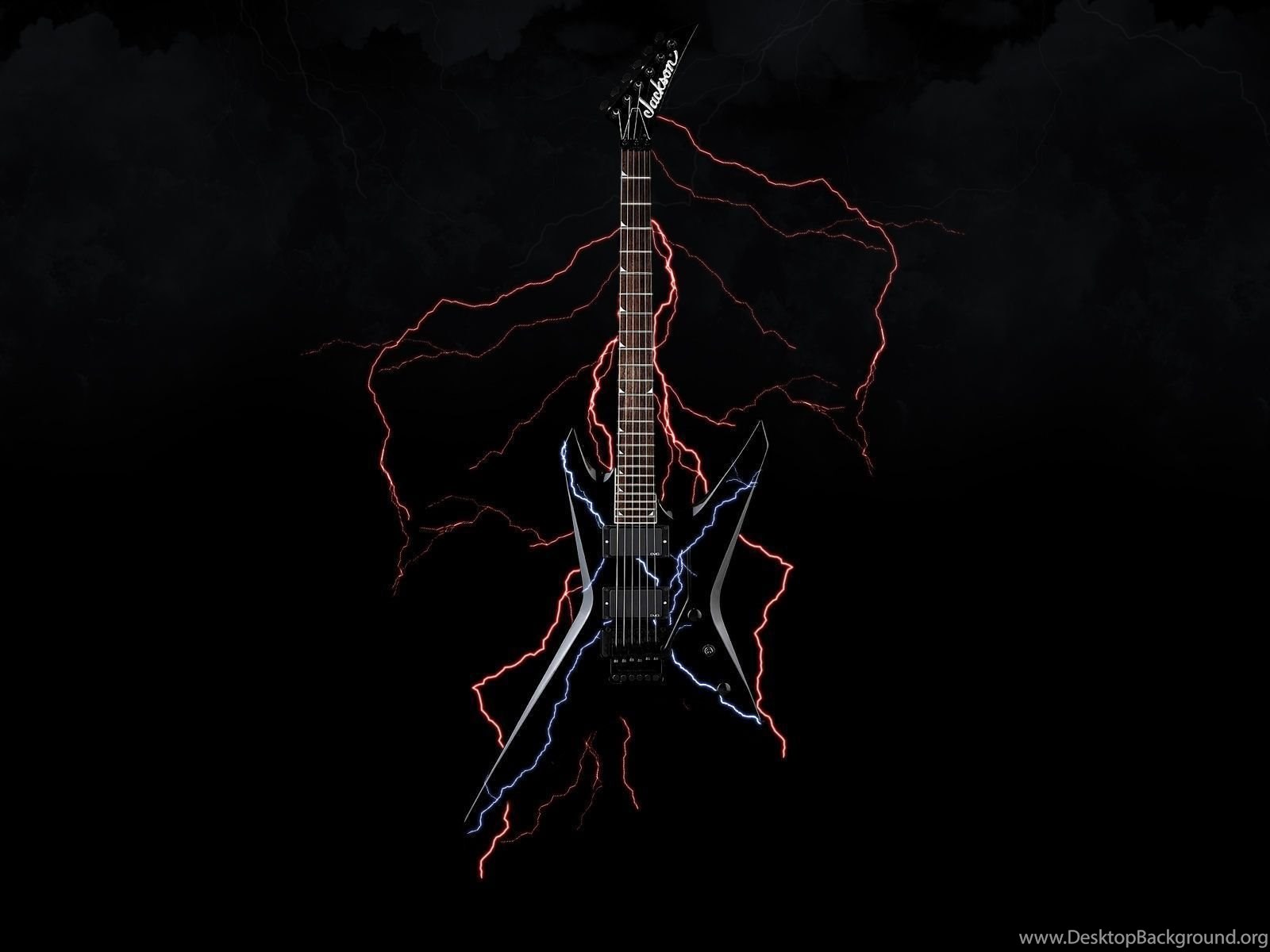 Chitarra elettrica con fulmini rossi, 1600x1200 900p, Desktop