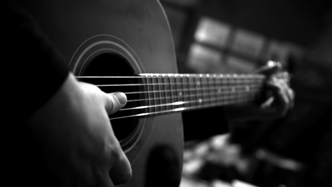 Chitarra acustica bianco e nero, 1366x768 HD, Desktop