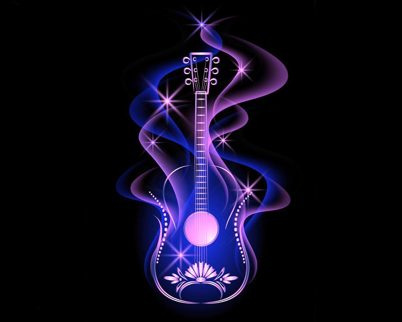 Chitarra luminosa viola su nero, 1280x1024 HD, ROG Asus Laptop