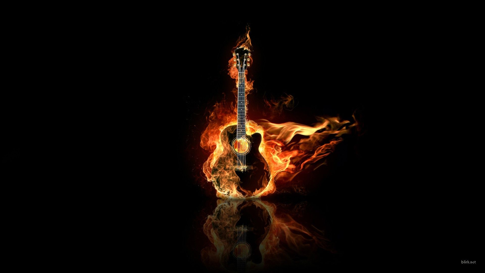 Chitarra in fiamme nera, 1920x1080 Full HD 1080p, Desktop