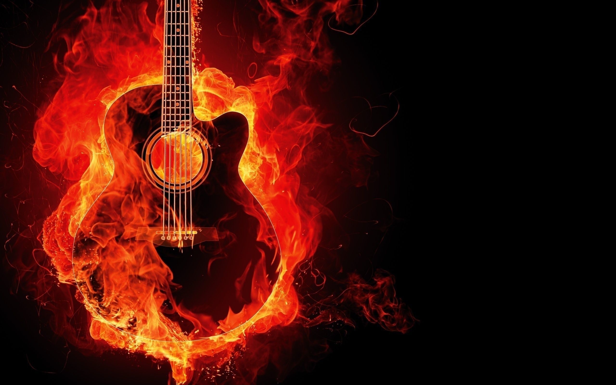 Chitarra in fiamme rosse, 2560x1600 2K, PC