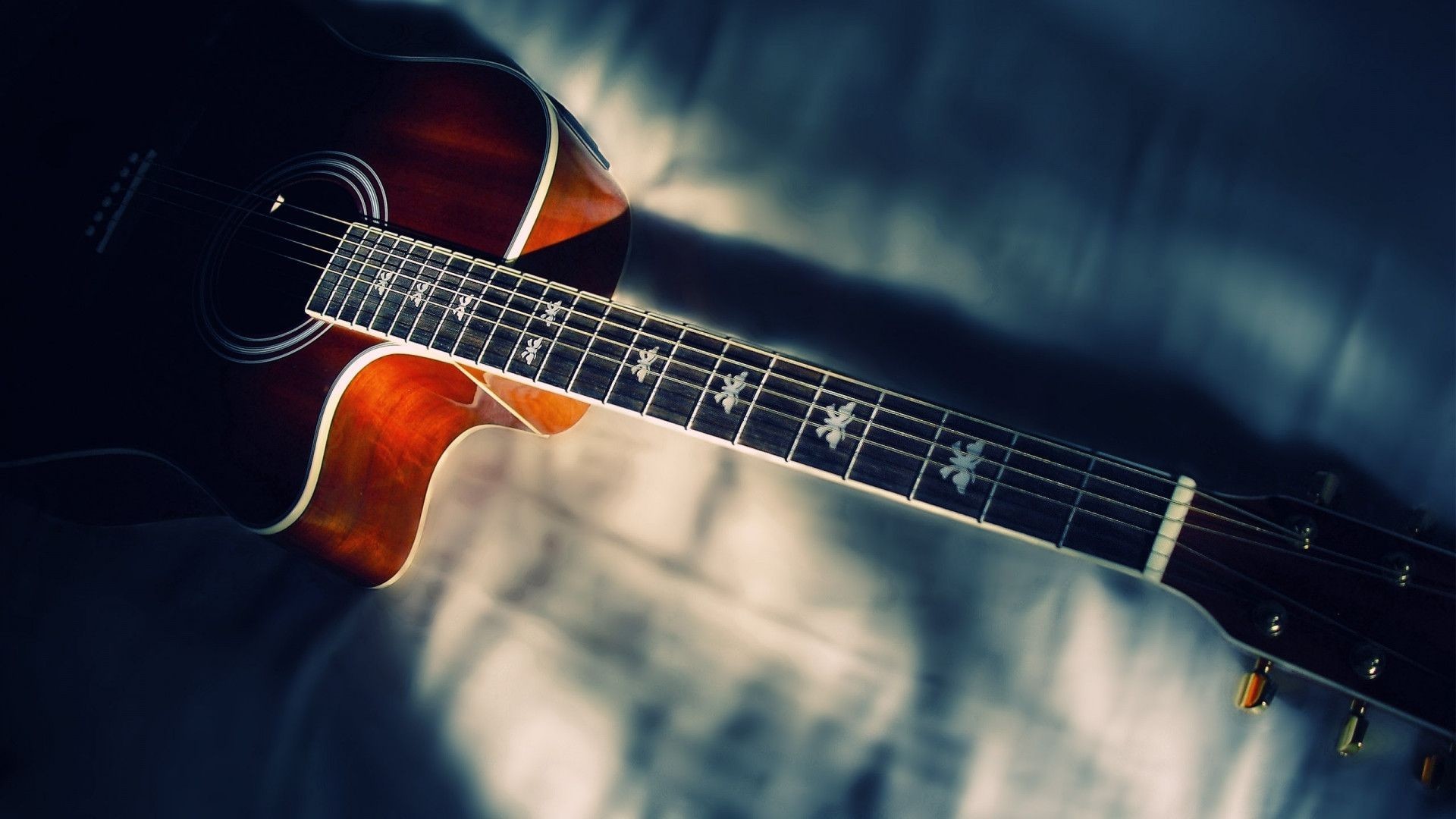 Chitarra acustica dettaglio manico, 1920x1080 Full HD, Desktop