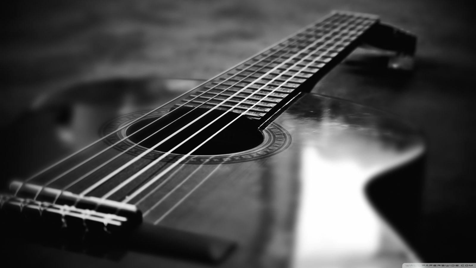 Chitarra classica bianco e nero, 1600x900 900p, Laptop