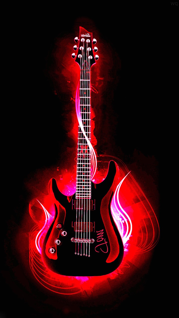 Chitarra elettrica rossa neon, 720x1280 Full HD Verticale, Smartphone
