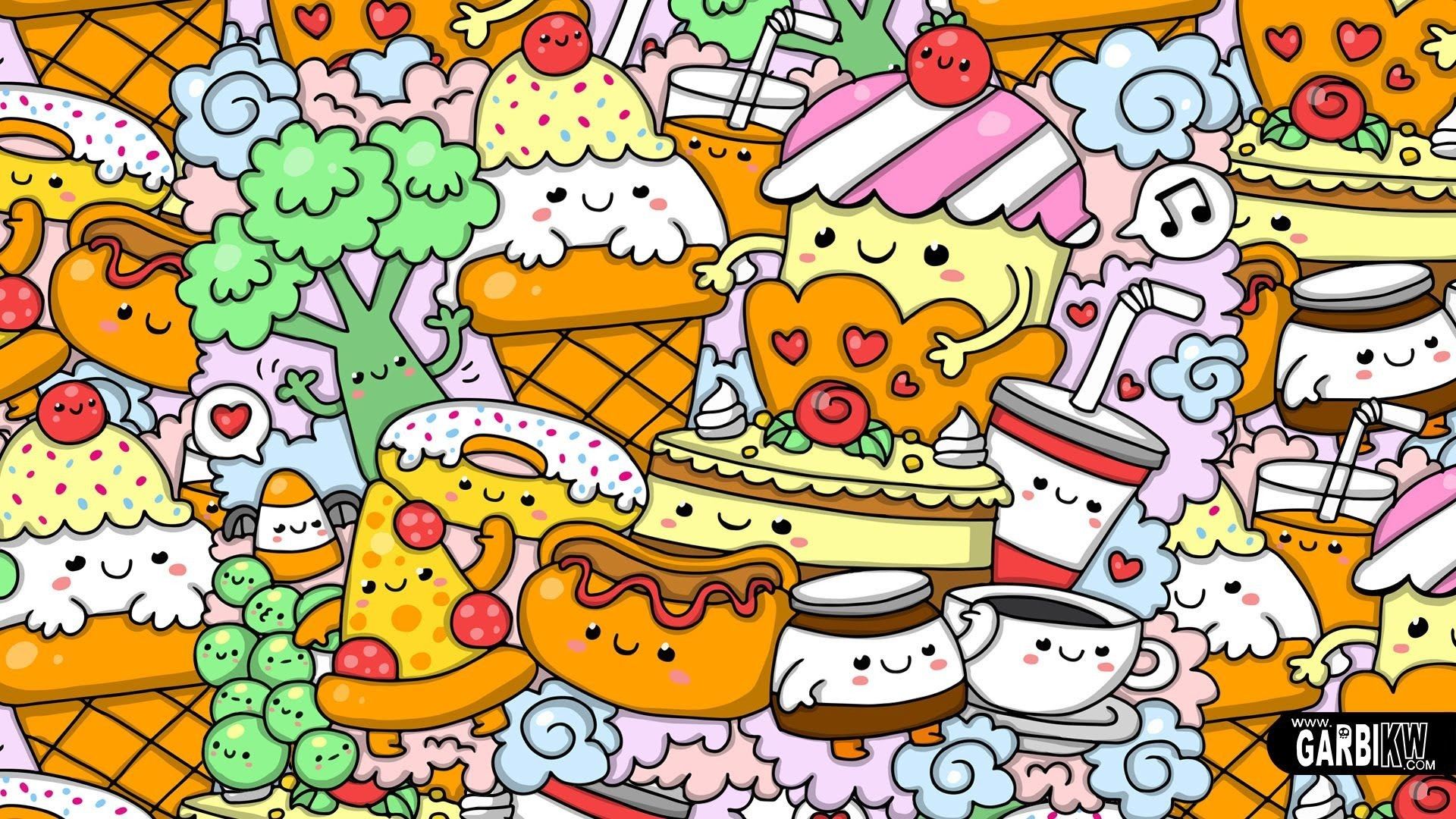 Cibo kawaii colorato pattern, 1920x1080 1080p, Desktop