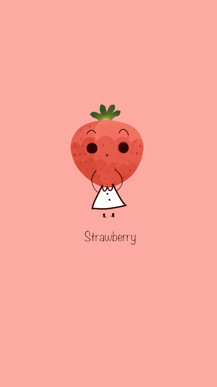 Personaggio fragola kawaii cartone, 720x1280 Verticale, Mobile