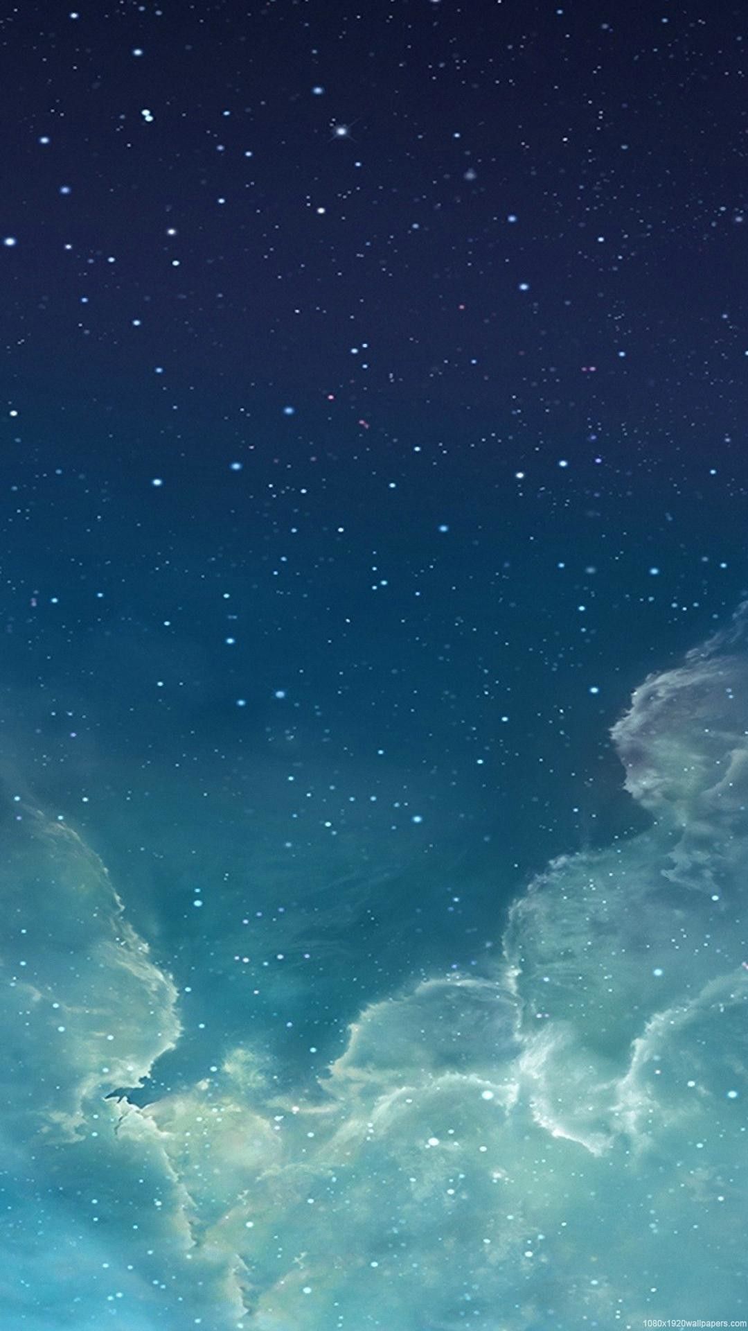 Cielo stellato turchese con nuvole, 1080x1920 Full HD Verticale, iPhone