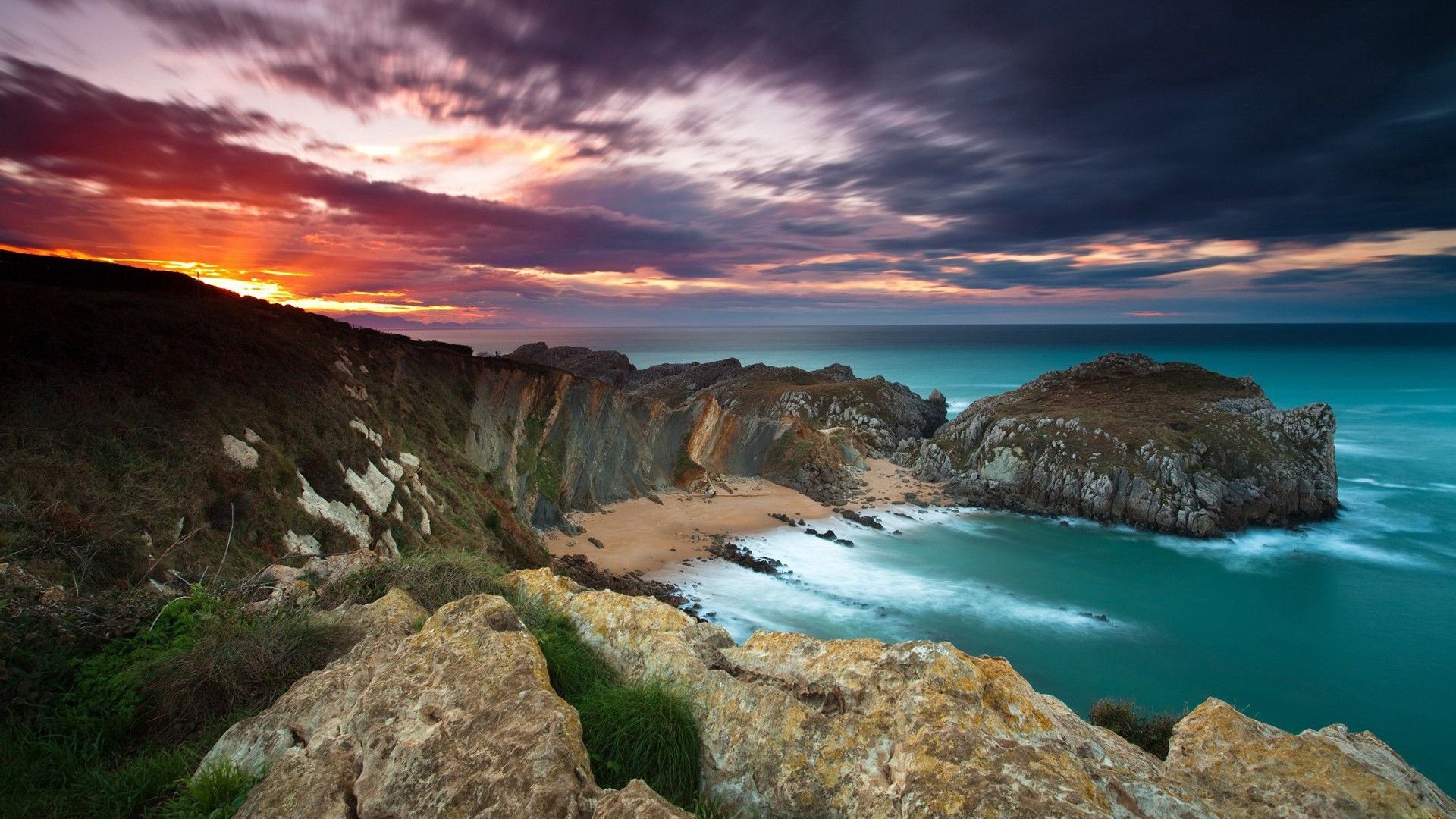 scogliere mare tramonto turchese, 1920x1080 Full HD, Desktop