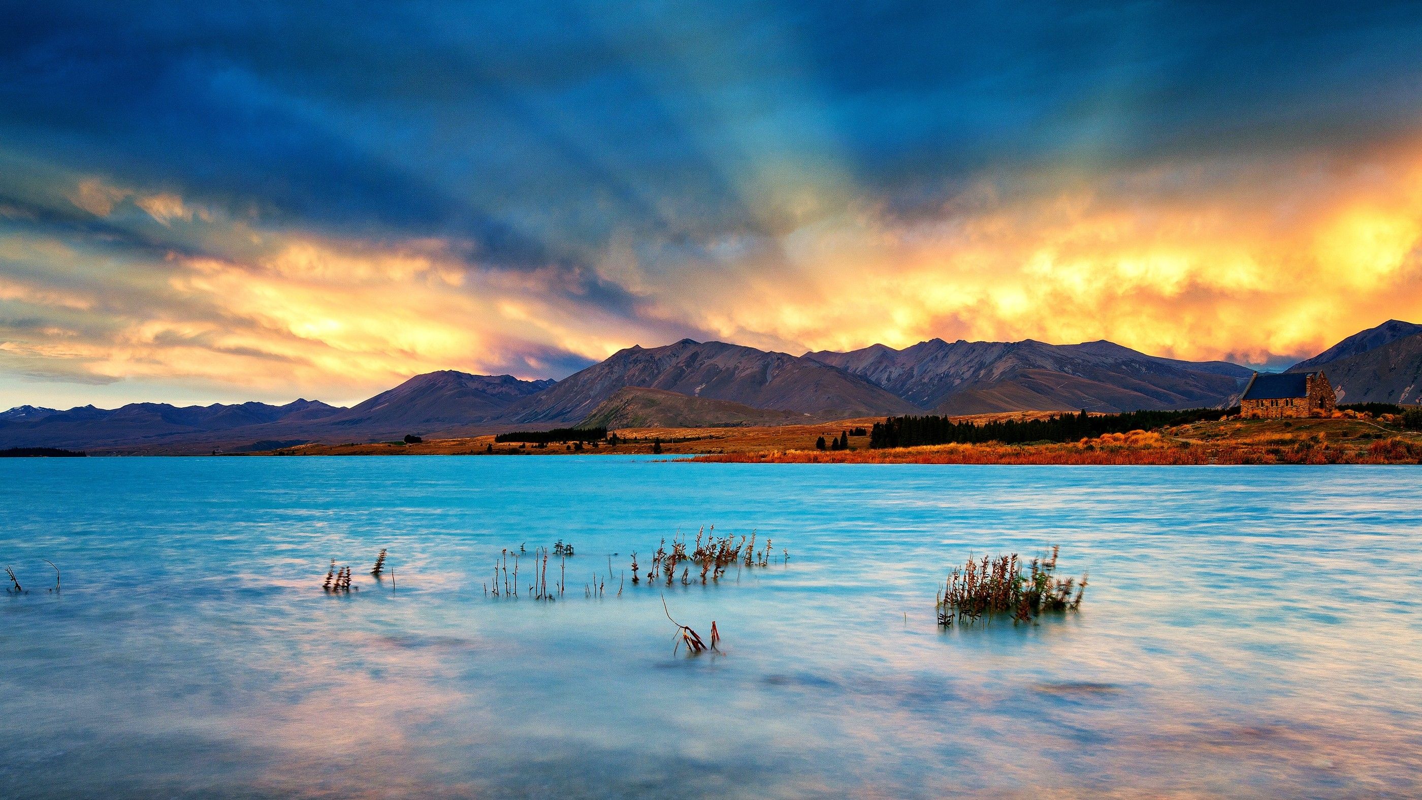 Lago turchese tramonto montagne, 2800x1575 2K, Desktop