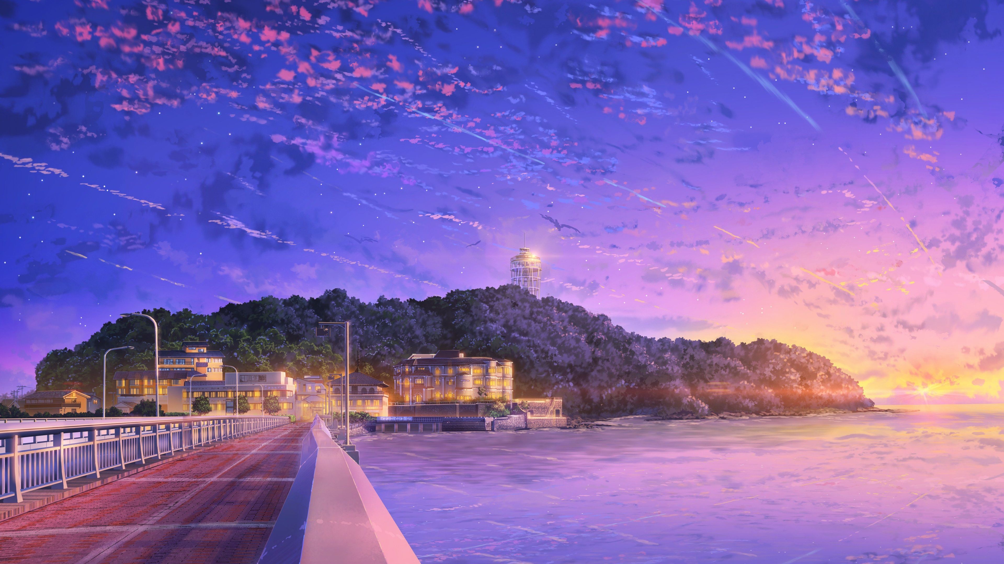 Ragazza anime kimono blu pesci, 3840x2160 Ultra HD, 4K TV