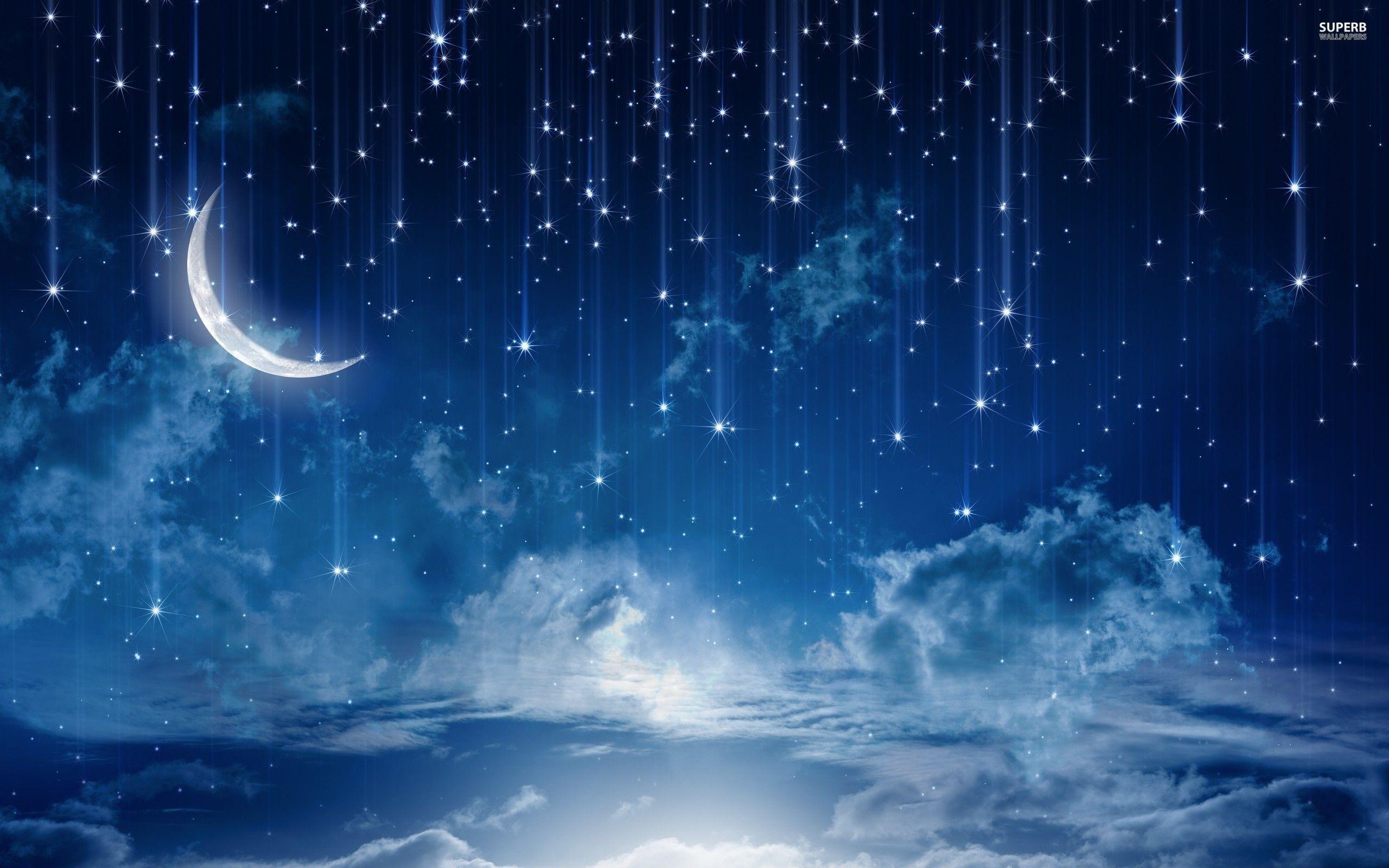 Cielo notturno con luna e stelle, 2560x1600 2K, Desktop