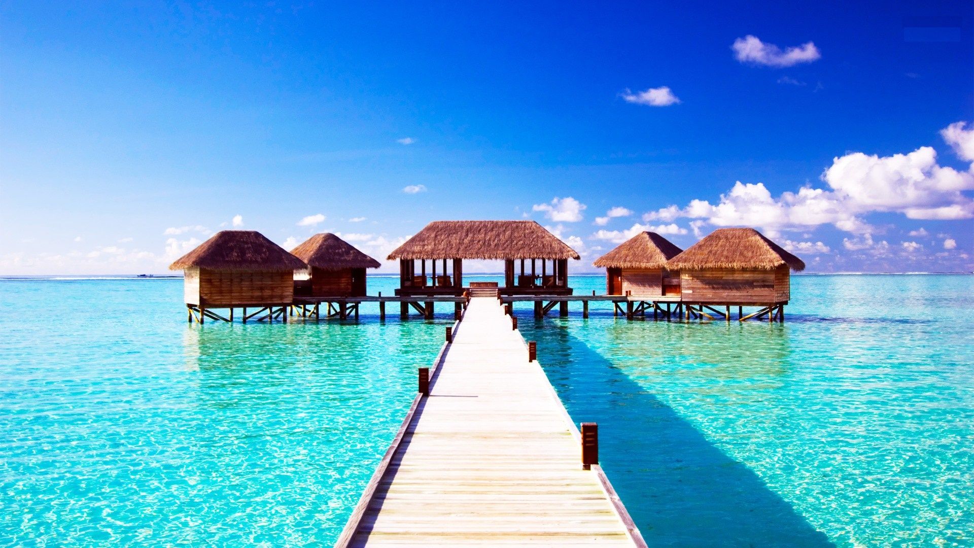 Bungalow tropicali su laguna, 1920x1080 Full HD, Desktop