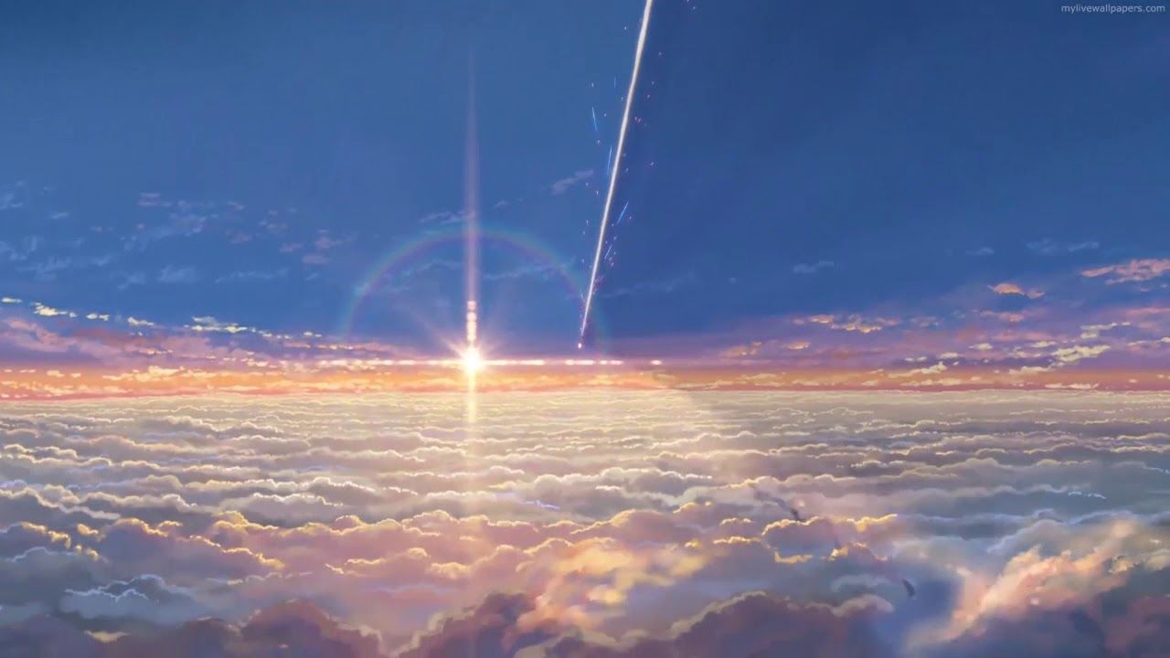 Cielo anime con nuvole e cometa, 1280x720 HD, Desktop