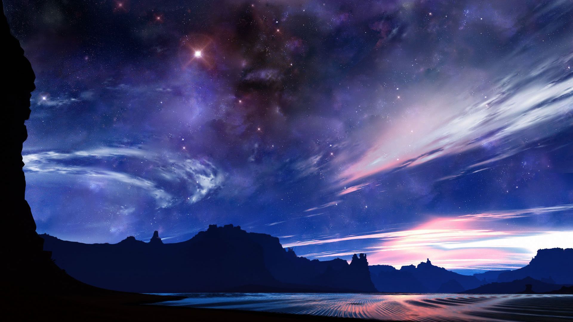 Cielo notturno stellato montagne, 1920x1080 Full HD 1080p, Desktop