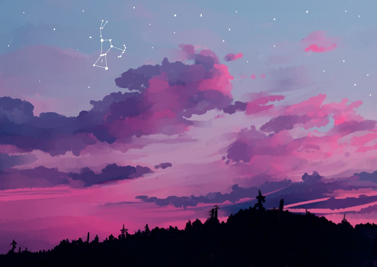 Cielo rosa con costellazione, 1280x905 720p, Laptop