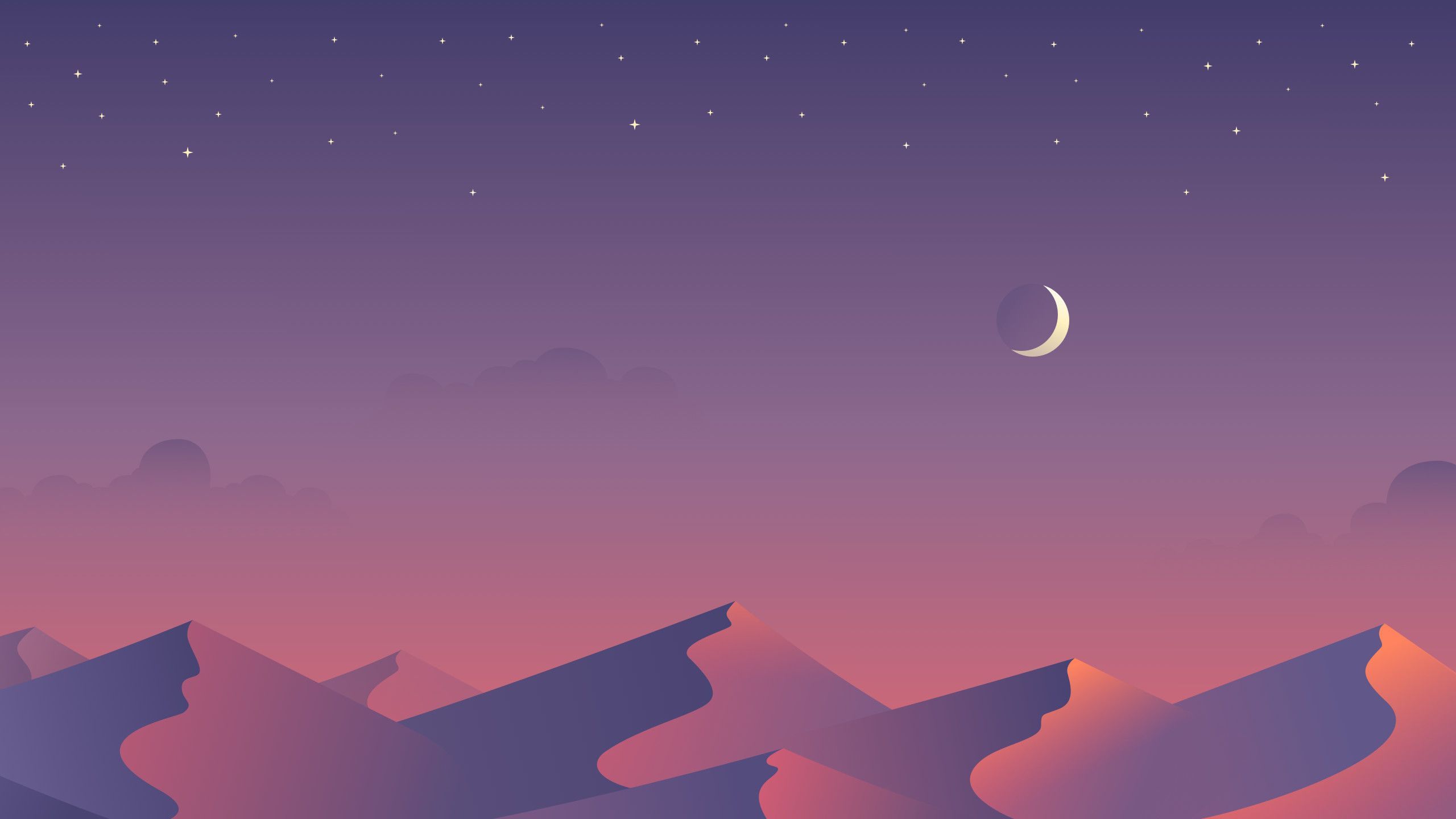 Cielo notturno con luna crescente, 2560x1440 QHD, Laptop
