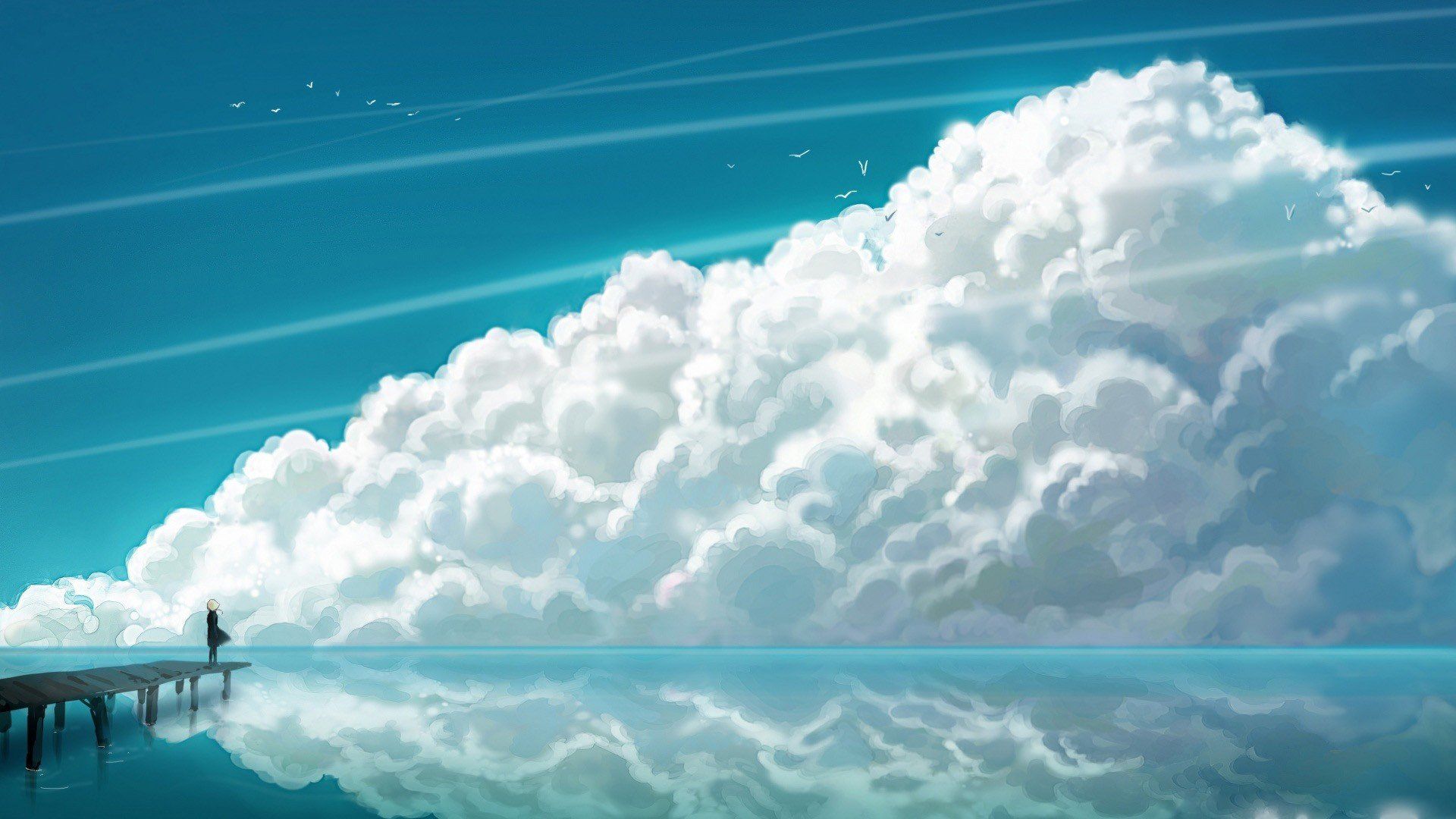 Nuvole gigantesche cielo azzurro, 1920x1080 Full HD, PC Desktop
