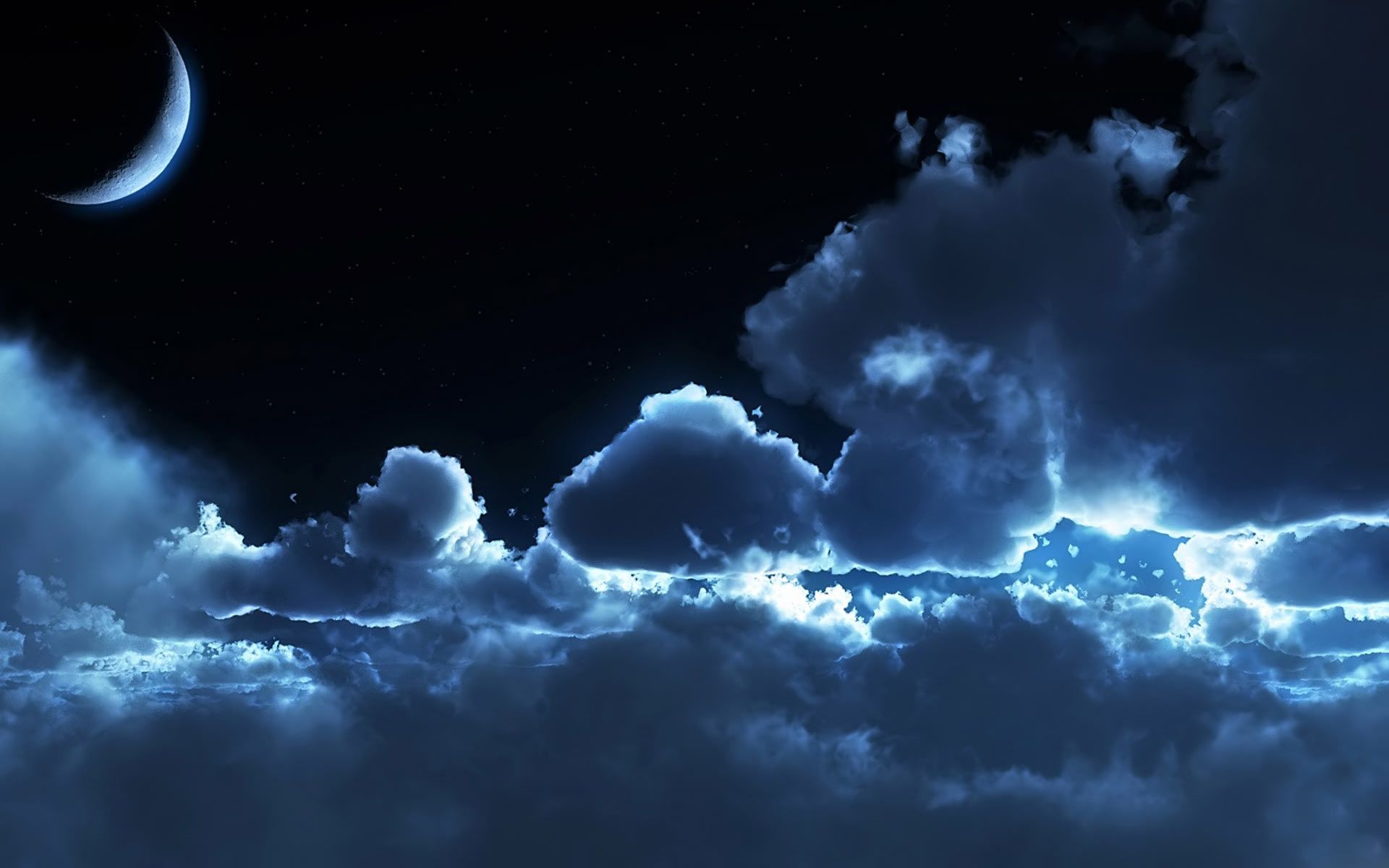 Cielo notturno nuvoloso con luna, 1920x1200 WUXGA, Laptop