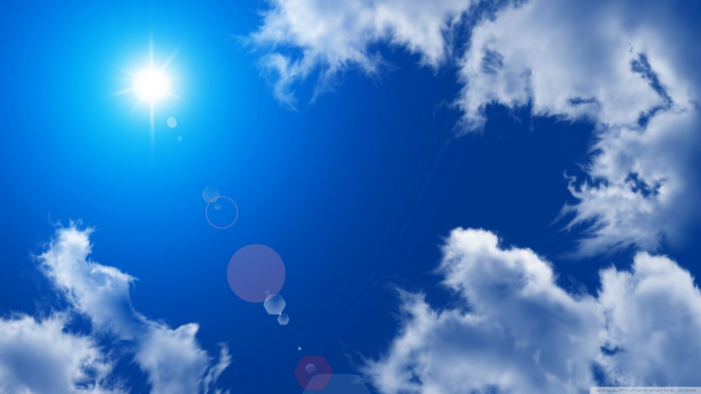 Cielo blu con sole e nuvole, 1366x768 HD, PC Desktop