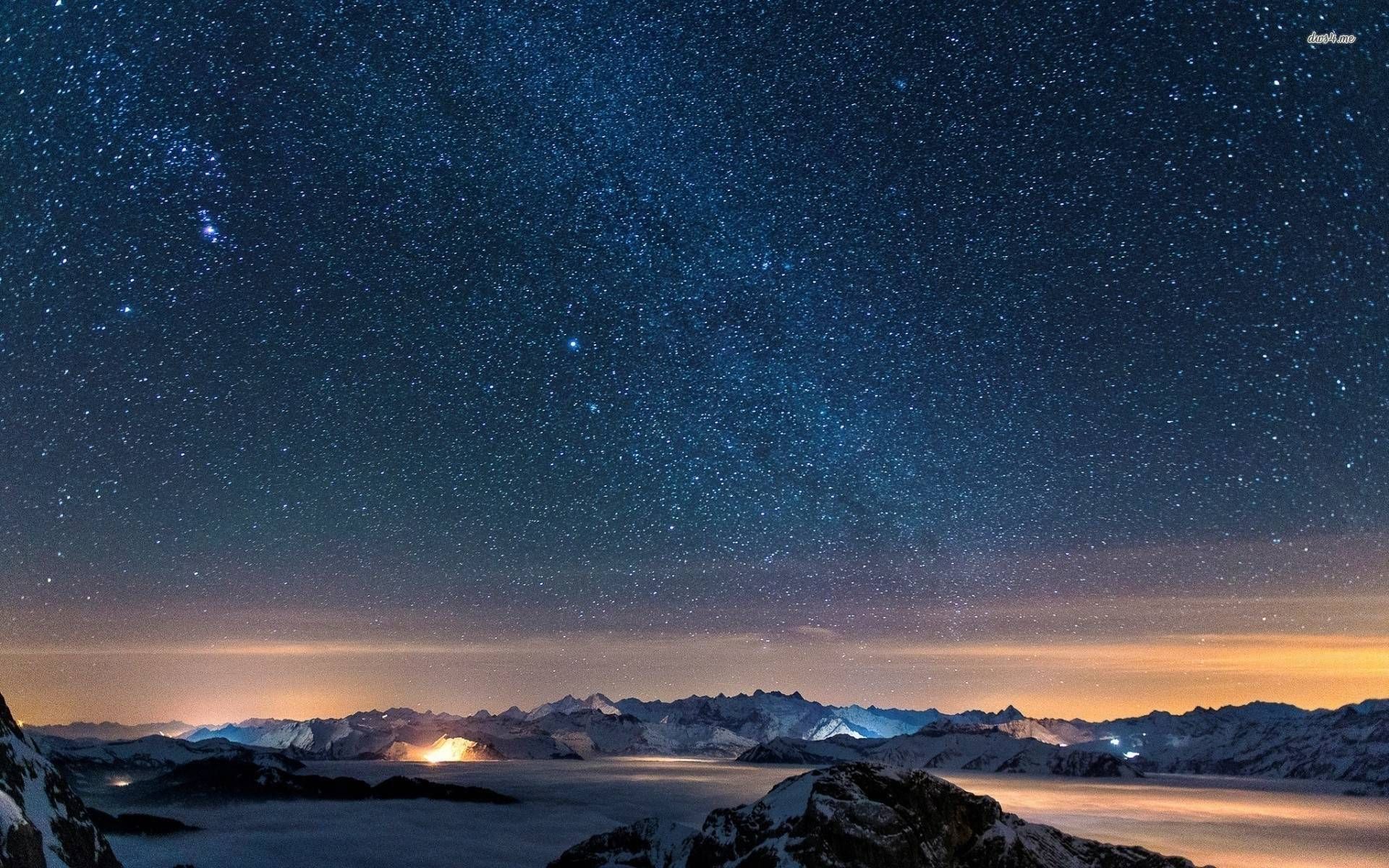 Cielo stellato su montagne innevate, 1920x1200 Full HD+ WUXGA, PC Desktop