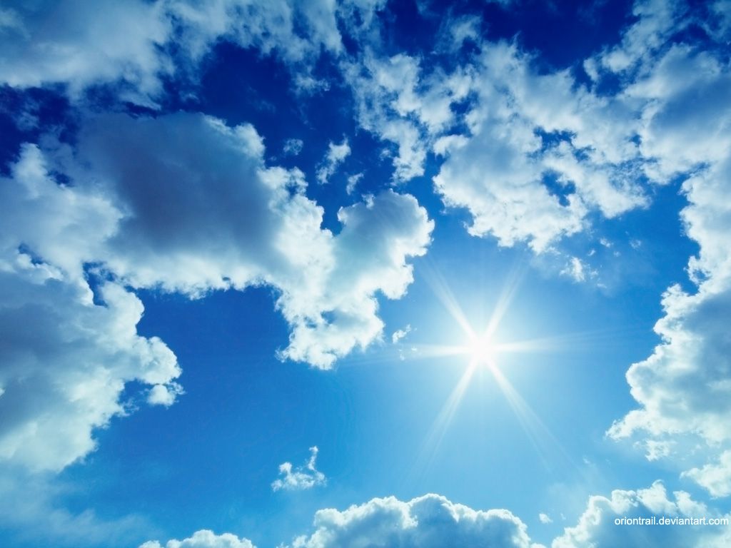 Cielo blu con nuvole e sole, 1024x768 HD, Laptop