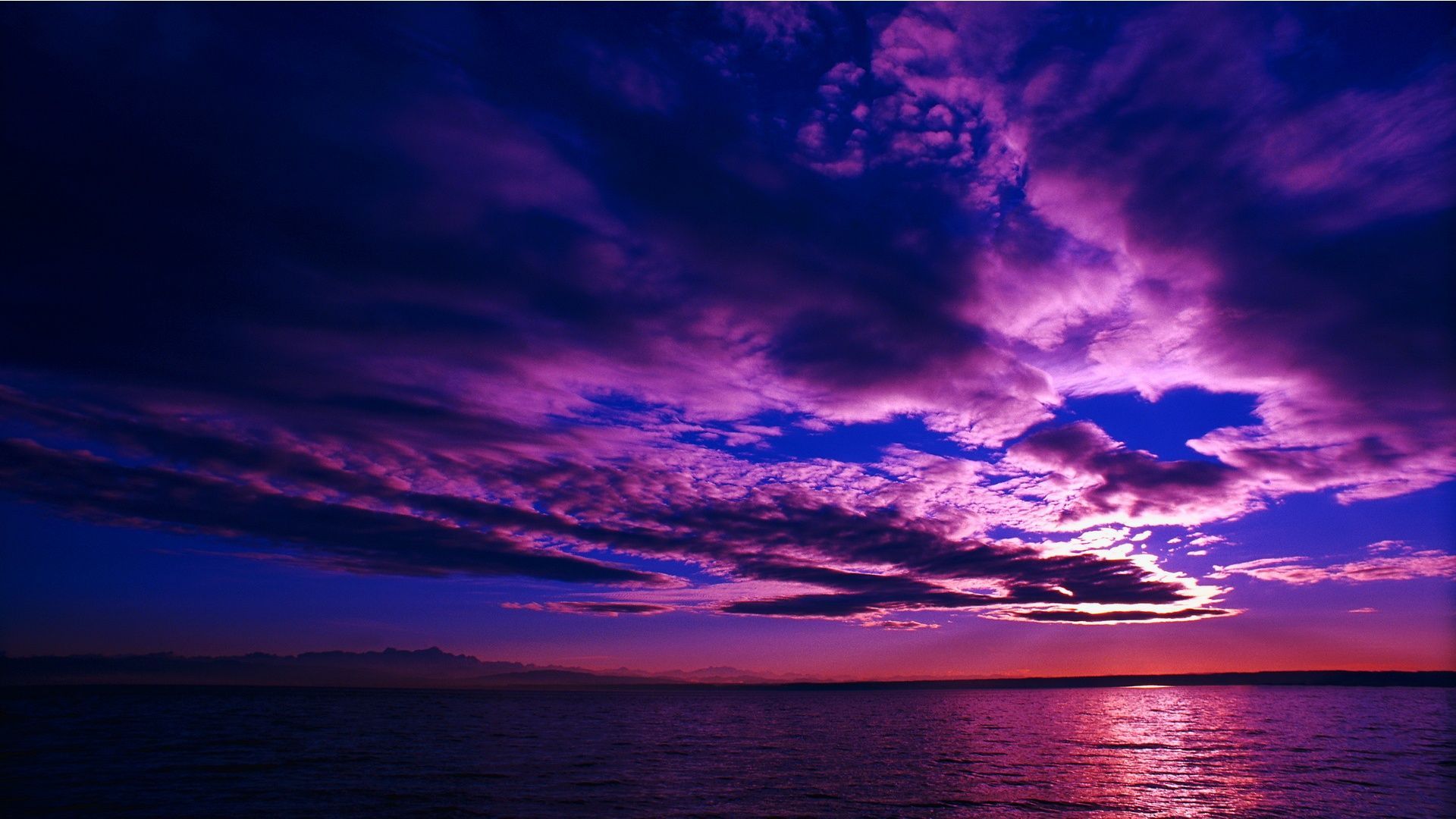 Tramonto viola sul mare, 1920x1080 Full HD, PC
