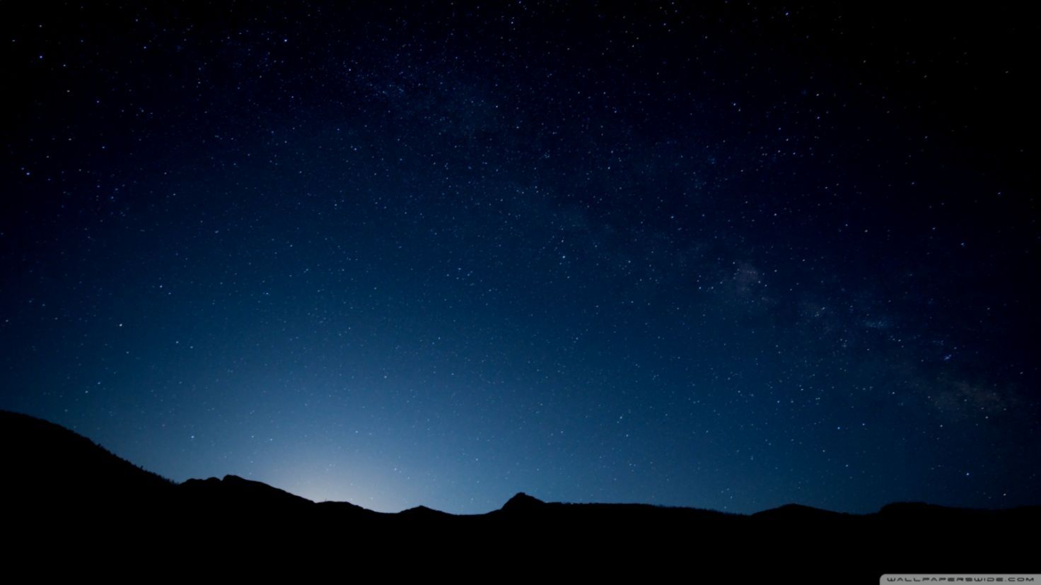 Cielo notturno stellato con montagne, 1472x828 HD, Desktop
