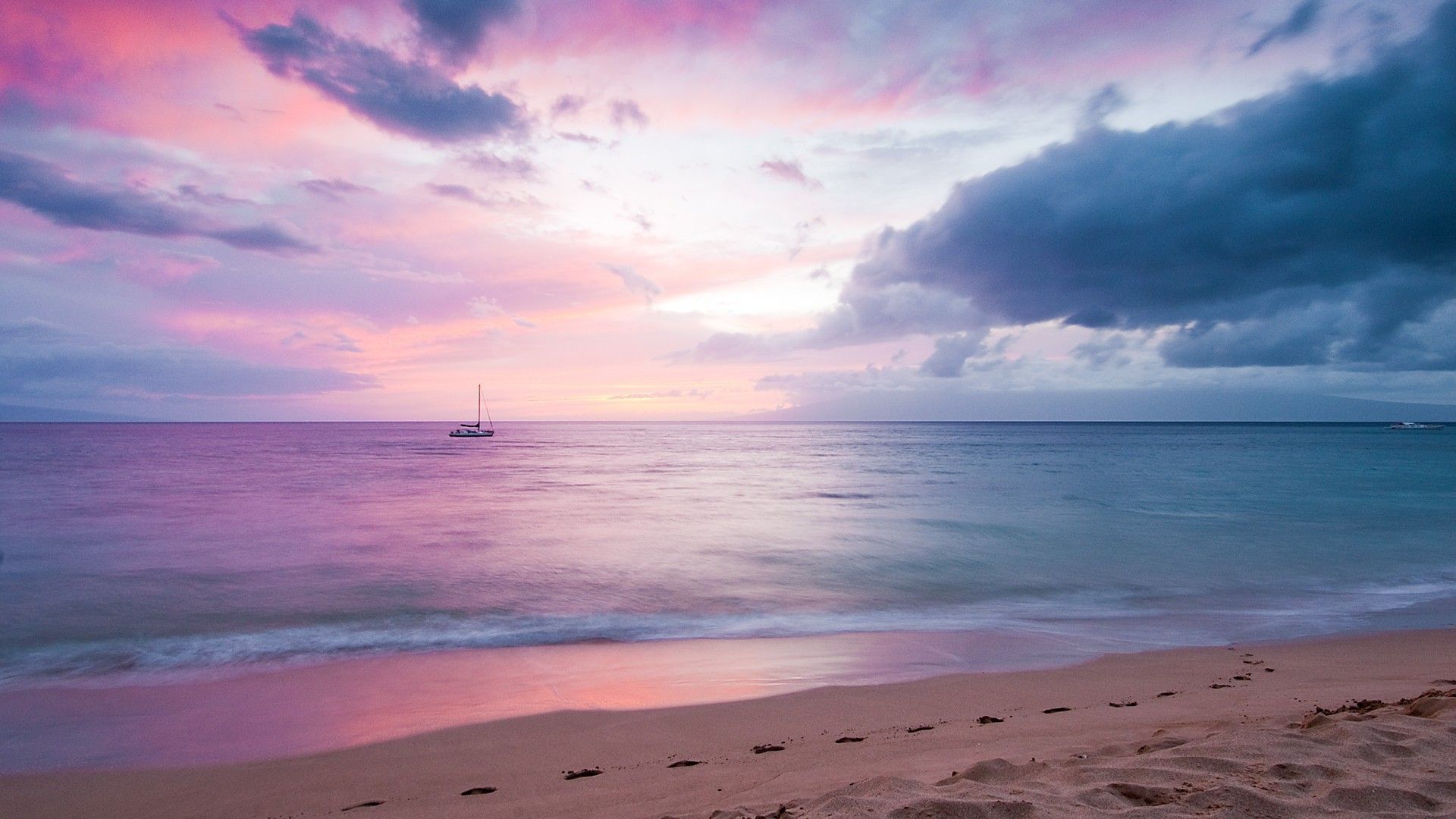 Cielo rosa al tramonto, mare, 1920x1080 1080p, PC