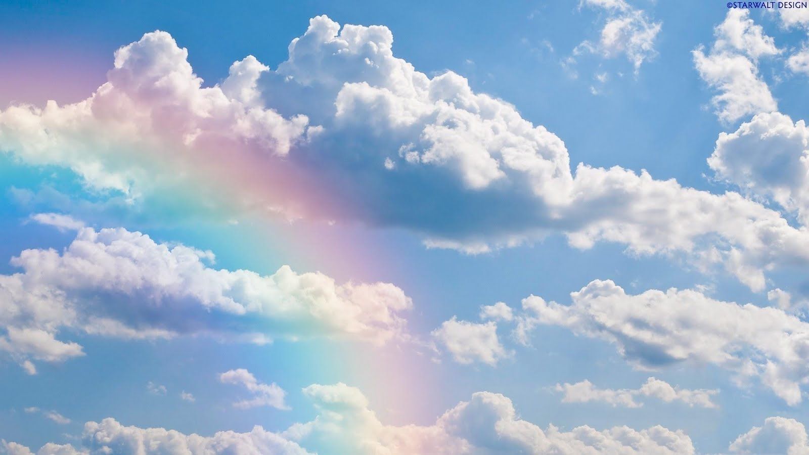 Nuvole bianche con arcobaleno, 1600x900 HD, Desktop