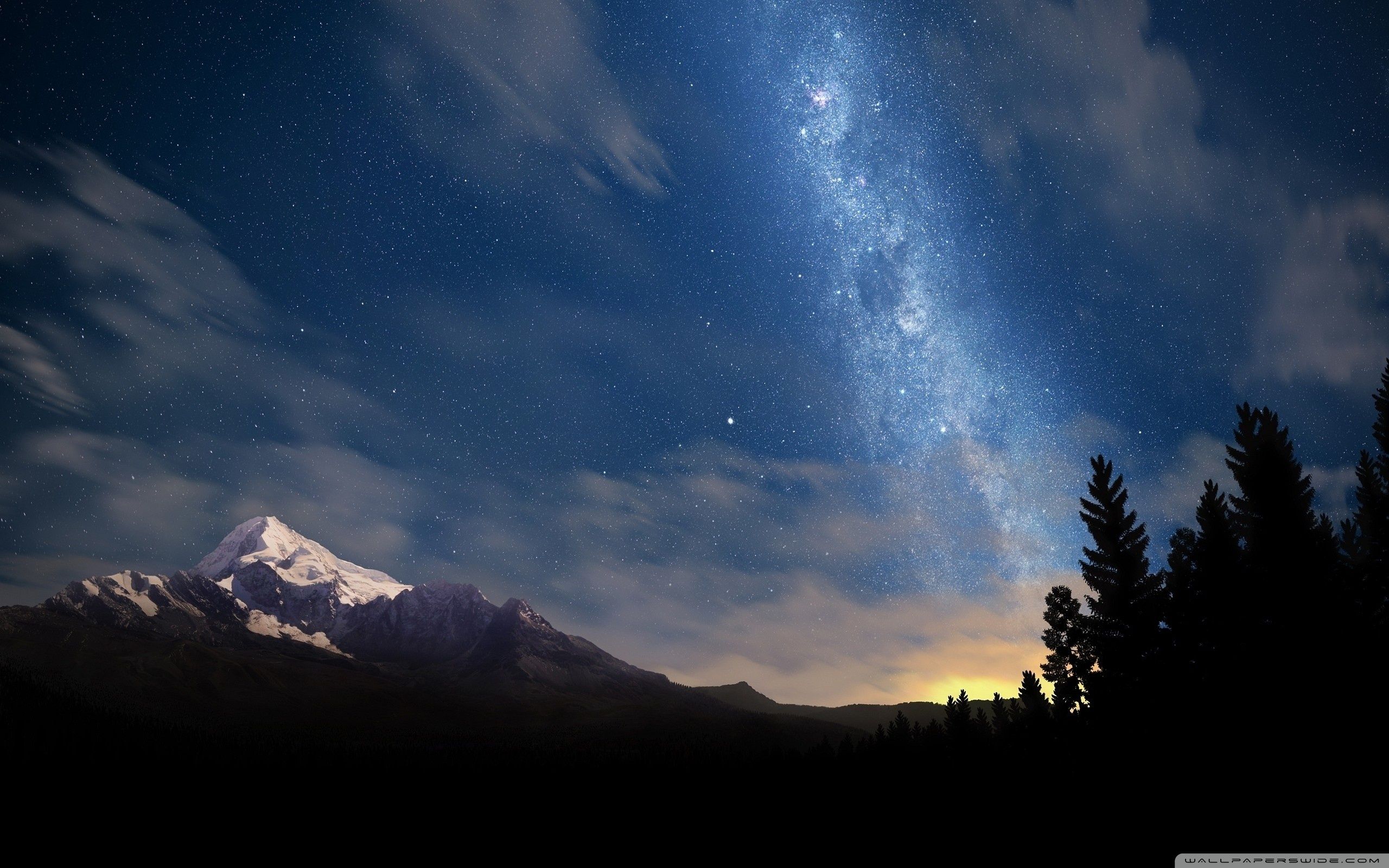 Cielo stellato montagna notte, 2560x1600 2K, Desktop