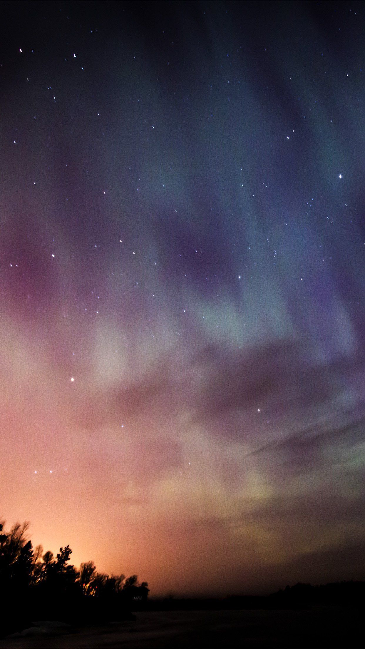 Cielo notturno con aurora colorata, 1242x2208 Full HD Verticale, iPhone