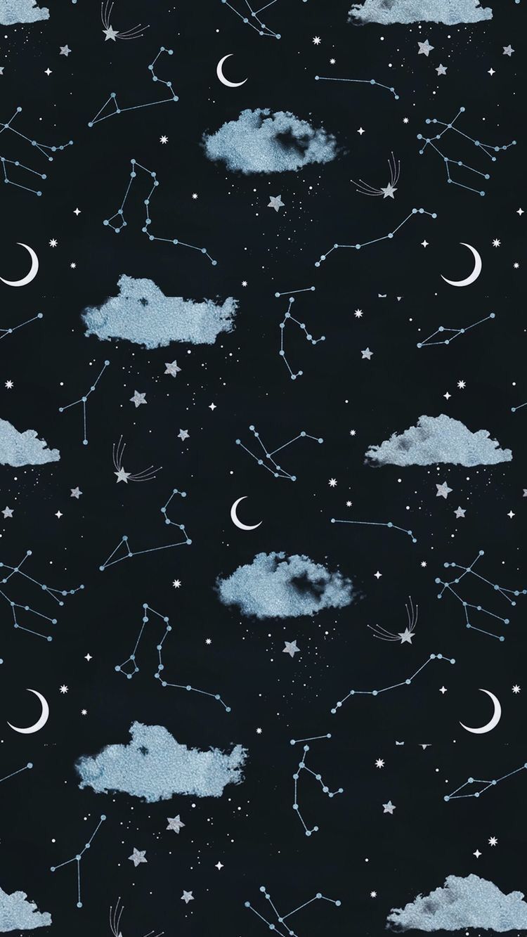 Costellazioni stelle e nuvole notte, 750x1333 Verticale, Mobile