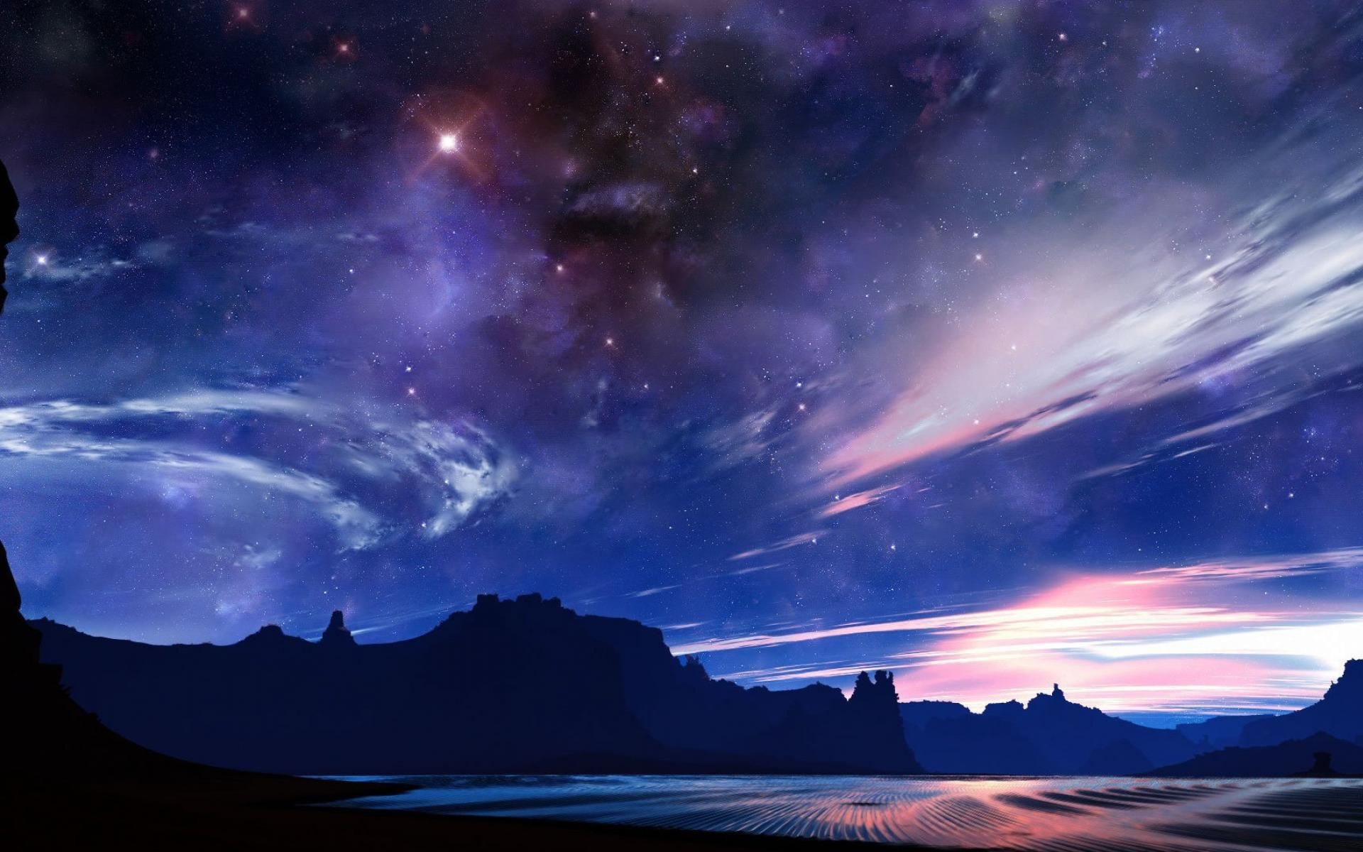Cielo stellato su montagne notturne, 1920x1200 Full HD+ WUXGA, Laptop