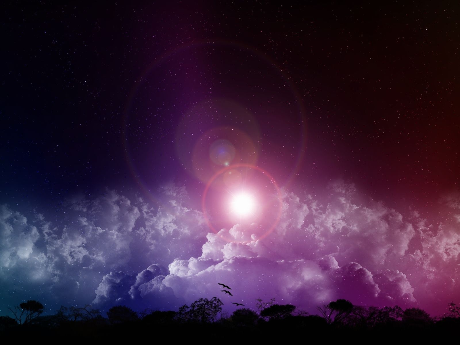 Cielo notturno viola con nuvole, 1600x1200 HD, PC