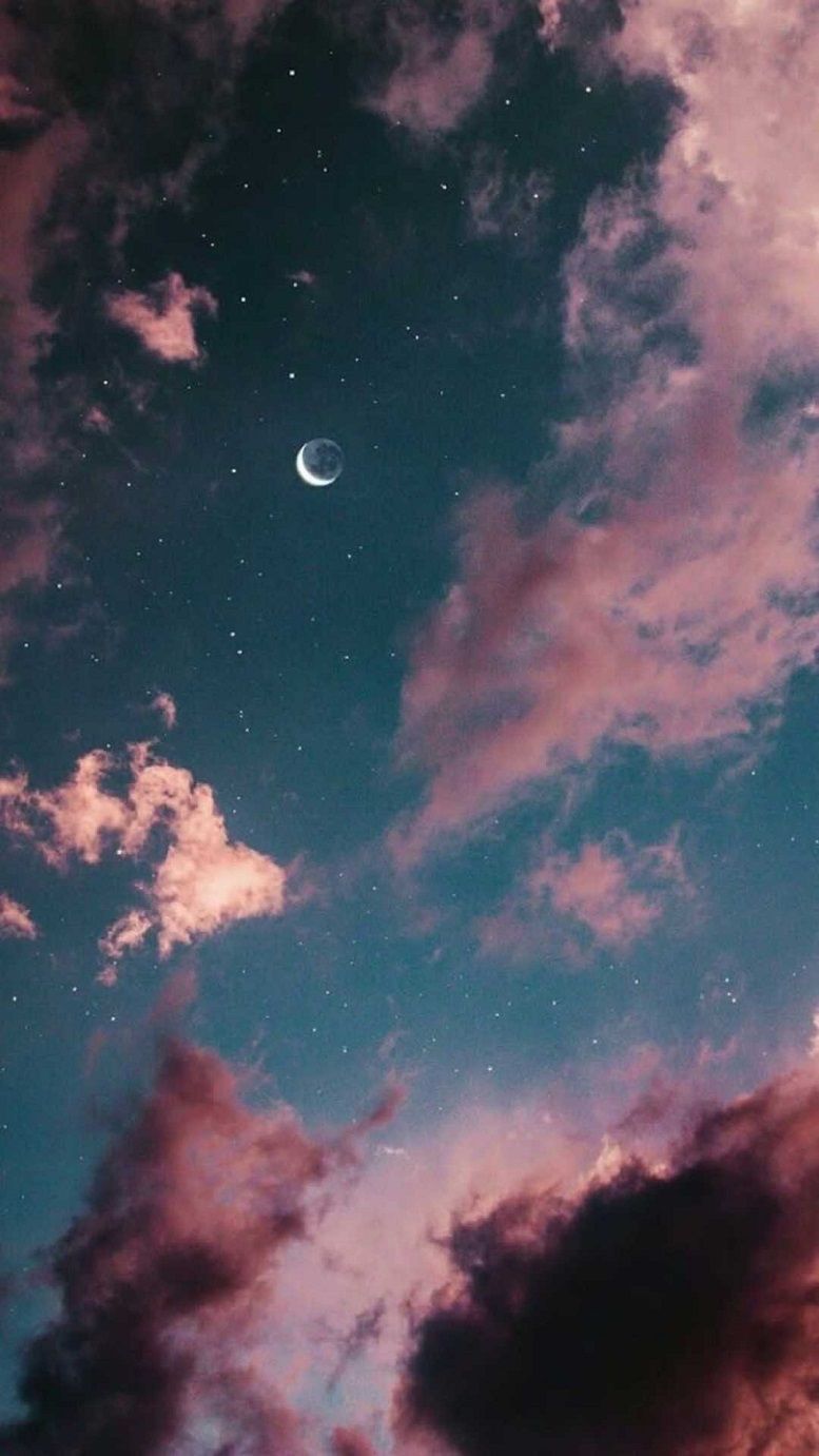 Cielo notturno con luna crescente, 777x1381 Verticale, Mobile