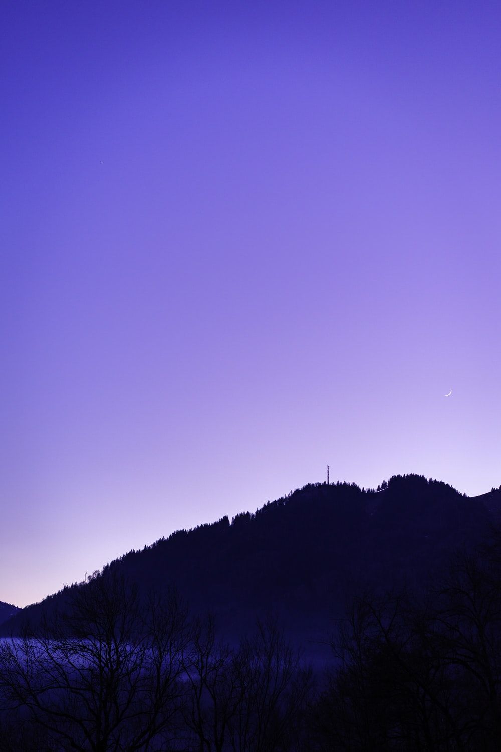Montagna silhouette cielo viola, 1000x1500 Verticale, Telefono