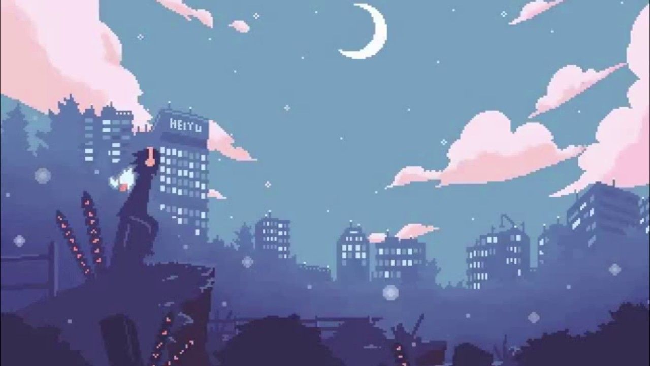 Cielo notturno pixel art città, 1280x720 HD, Desktop