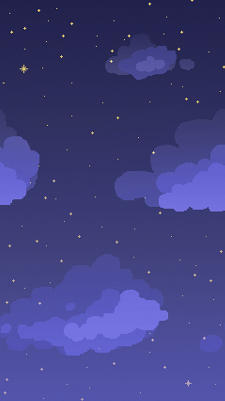 Cielo notturno pixel art nuvole, 750x1334 Verticale, Telefono