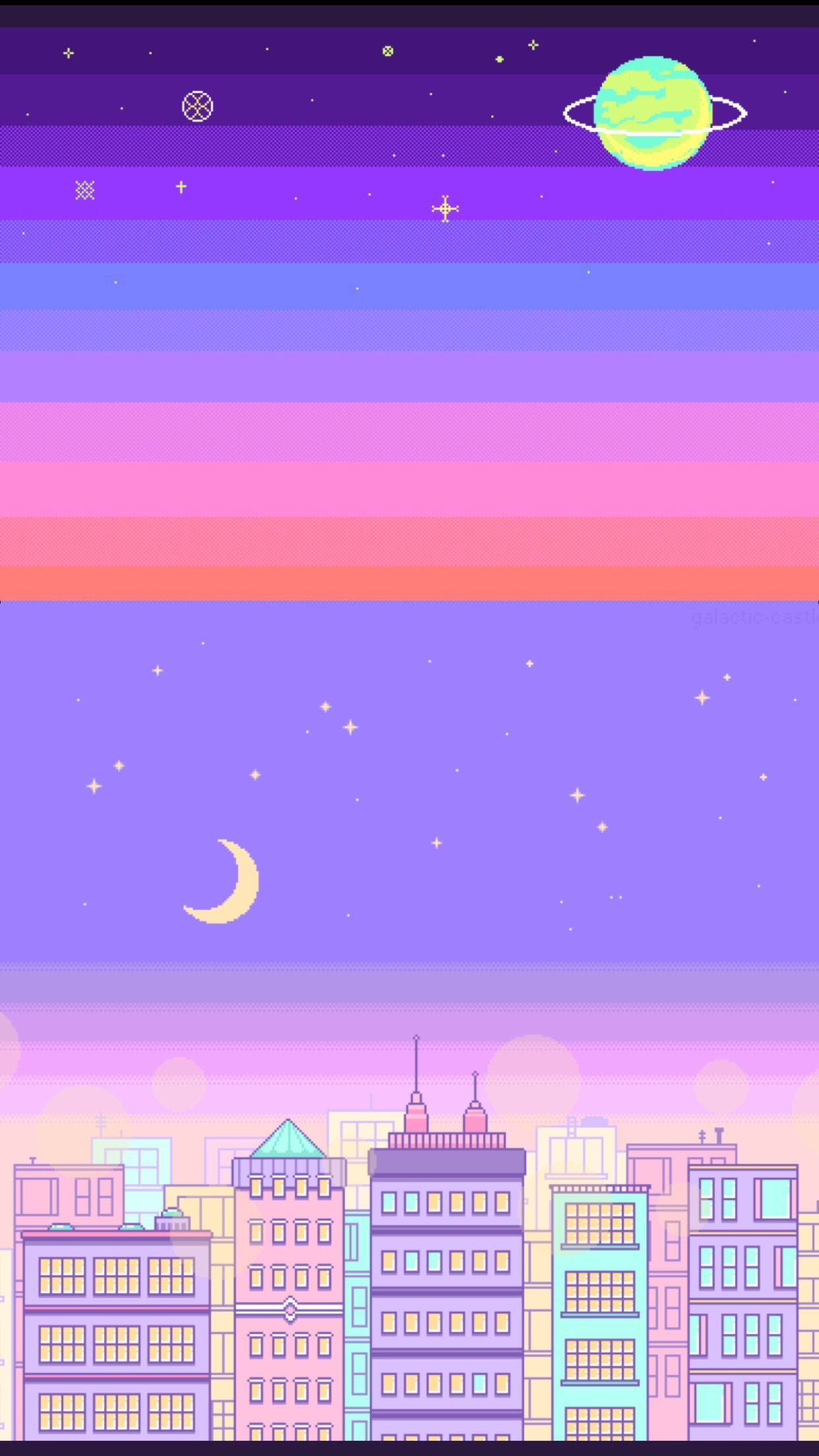 Cielo pixel art città notturna, 1242x2208 Full HD Verticale, iPhone