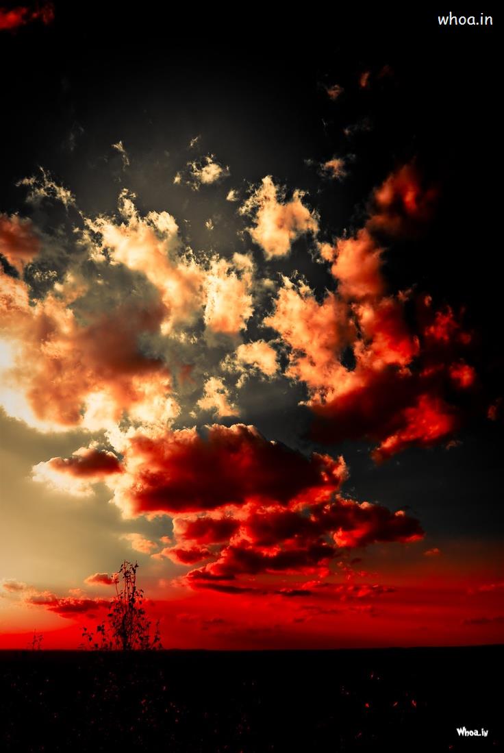 Cielo rosso con nuvole drammatiche, 736x1099 Full HD Verticale, Google Pixel